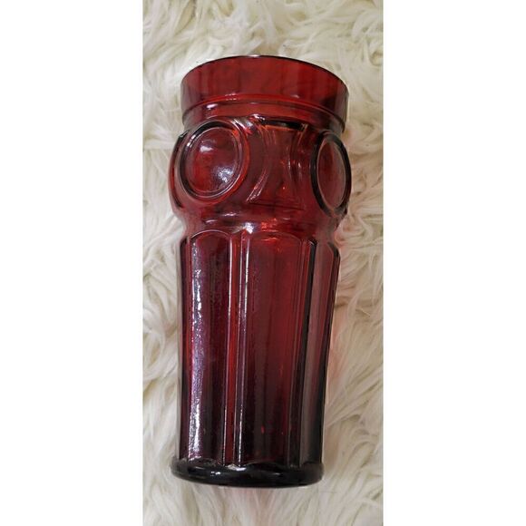 Vintage Wheaton Glass Red Bullseye Pattern 6.75” H Tea Tumbler 60s Era - Picture 1 of 5
